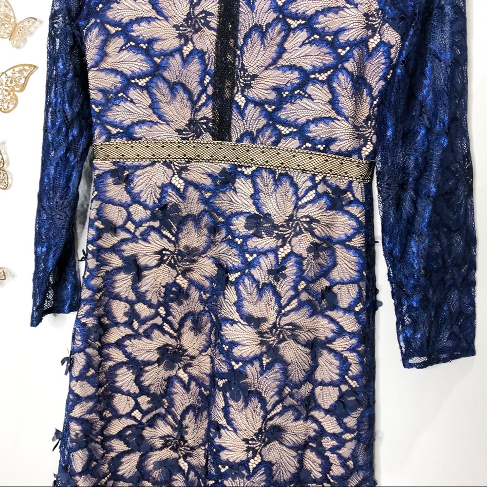 🦋🌙 NWT FOXIEDOX x ANTHROPOLOGIE | Elegant Deep Blue Lace Dress - Picture 12 of 16